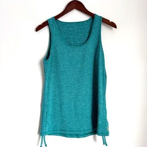 LUCY Womens M/L Teal Space Dye Side Cinch Workout Tank Top N10